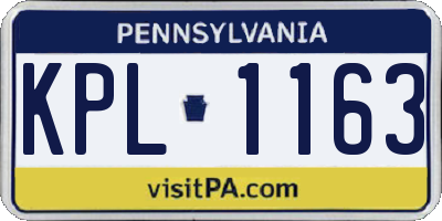 PA license plate KPL1163