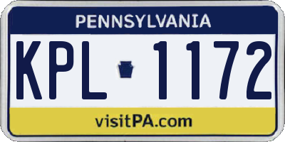 PA license plate KPL1172
