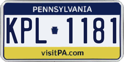 PA license plate KPL1181