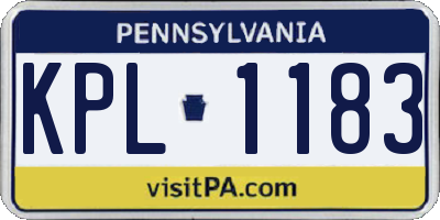 PA license plate KPL1183