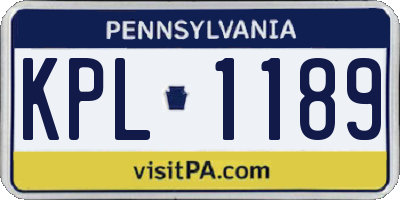 PA license plate KPL1189