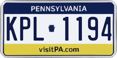 PA license plate KPL1194