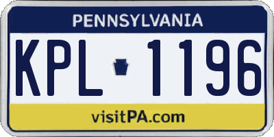 PA license plate KPL1196