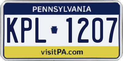 PA license plate KPL1207