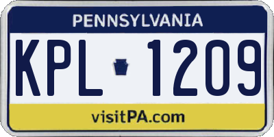 PA license plate KPL1209
