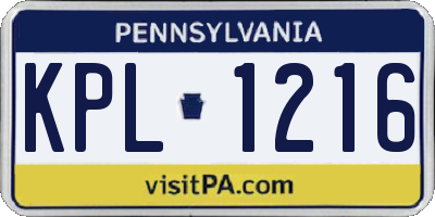 PA license plate KPL1216