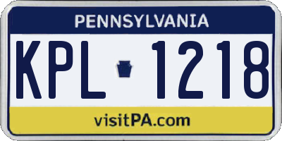 PA license plate KPL1218