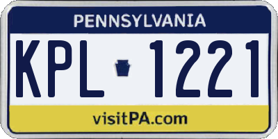 PA license plate KPL1221