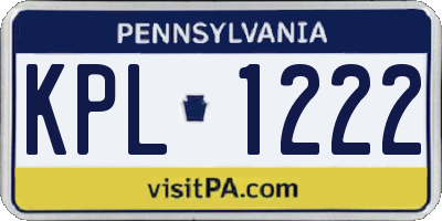 PA license plate KPL1222
