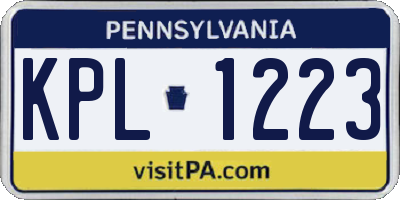 PA license plate KPL1223
