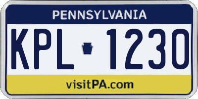 PA license plate KPL1230