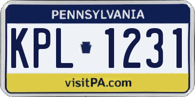 PA license plate KPL1231