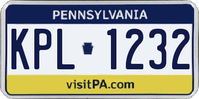 PA license plate KPL1232