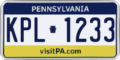 PA license plate KPL1233