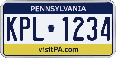 PA license plate KPL1234