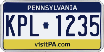 PA license plate KPL1235