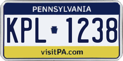 PA license plate KPL1238