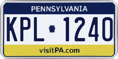 PA license plate KPL1240