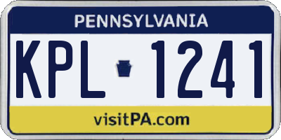 PA license plate KPL1241
