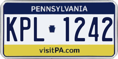 PA license plate KPL1242