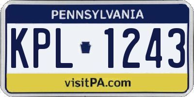 PA license plate KPL1243