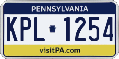 PA license plate KPL1254
