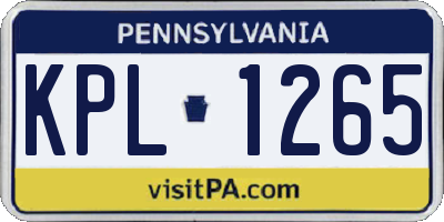 PA license plate KPL1265