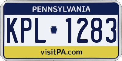 PA license plate KPL1283