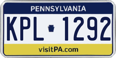 PA license plate KPL1292