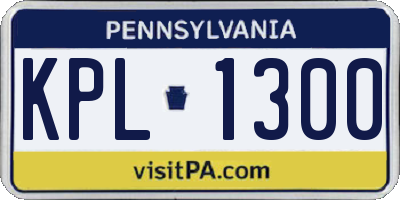 PA license plate KPL1300