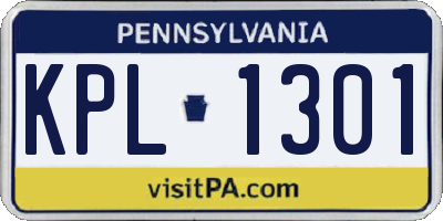 PA license plate KPL1301
