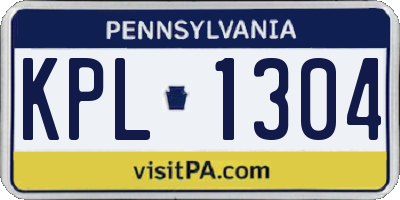 PA license plate KPL1304