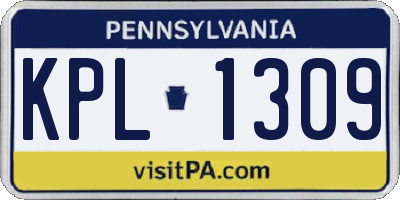 PA license plate KPL1309