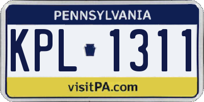 PA license plate KPL1311