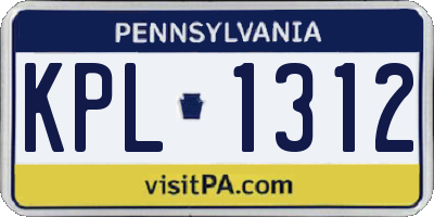 PA license plate KPL1312