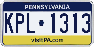 PA license plate KPL1313