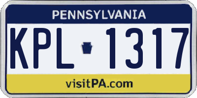 PA license plate KPL1317