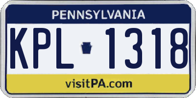 PA license plate KPL1318