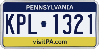 PA license plate KPL1321