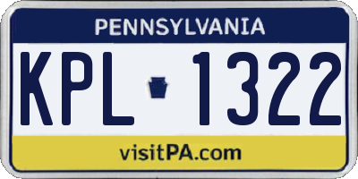 PA license plate KPL1322