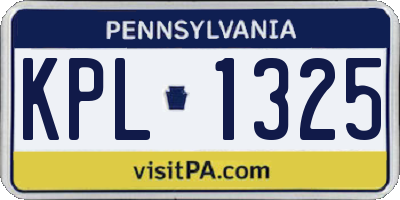 PA license plate KPL1325