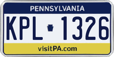 PA license plate KPL1326