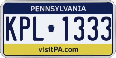 PA license plate KPL1333