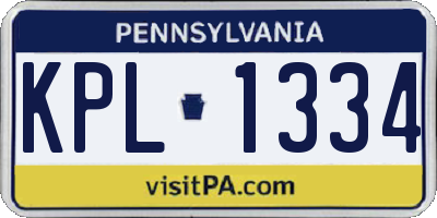PA license plate KPL1334
