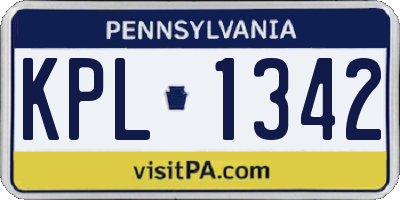 PA license plate KPL1342