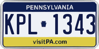 PA license plate KPL1343
