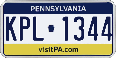 PA license plate KPL1344