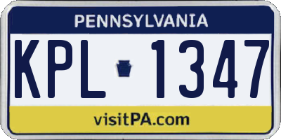 PA license plate KPL1347