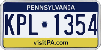 PA license plate KPL1354