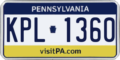PA license plate KPL1360